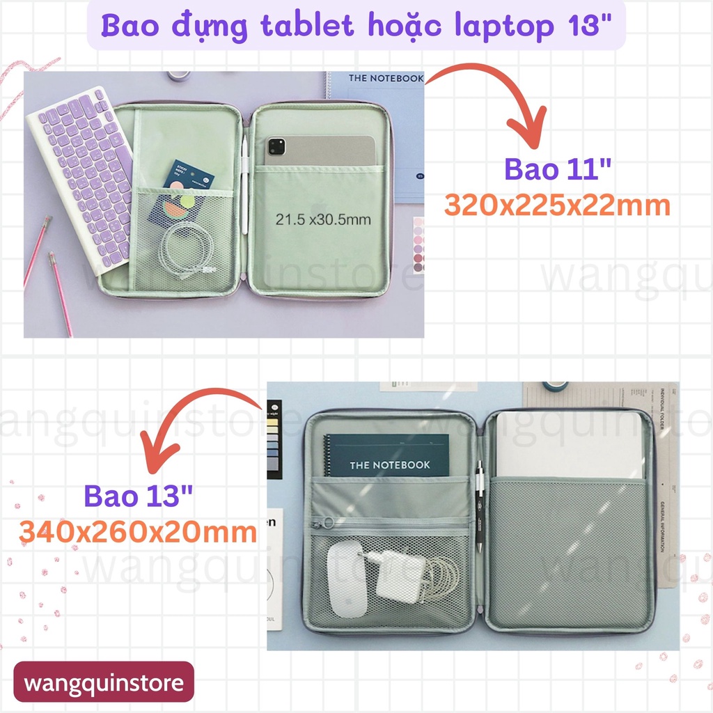 Bao đựng Ipad Chống Sốc Cao Cấp Màu Pastel Full Mini Air Pro laptop 13" Túi đựng vải chống sốc đủ màu túi đựng tablet