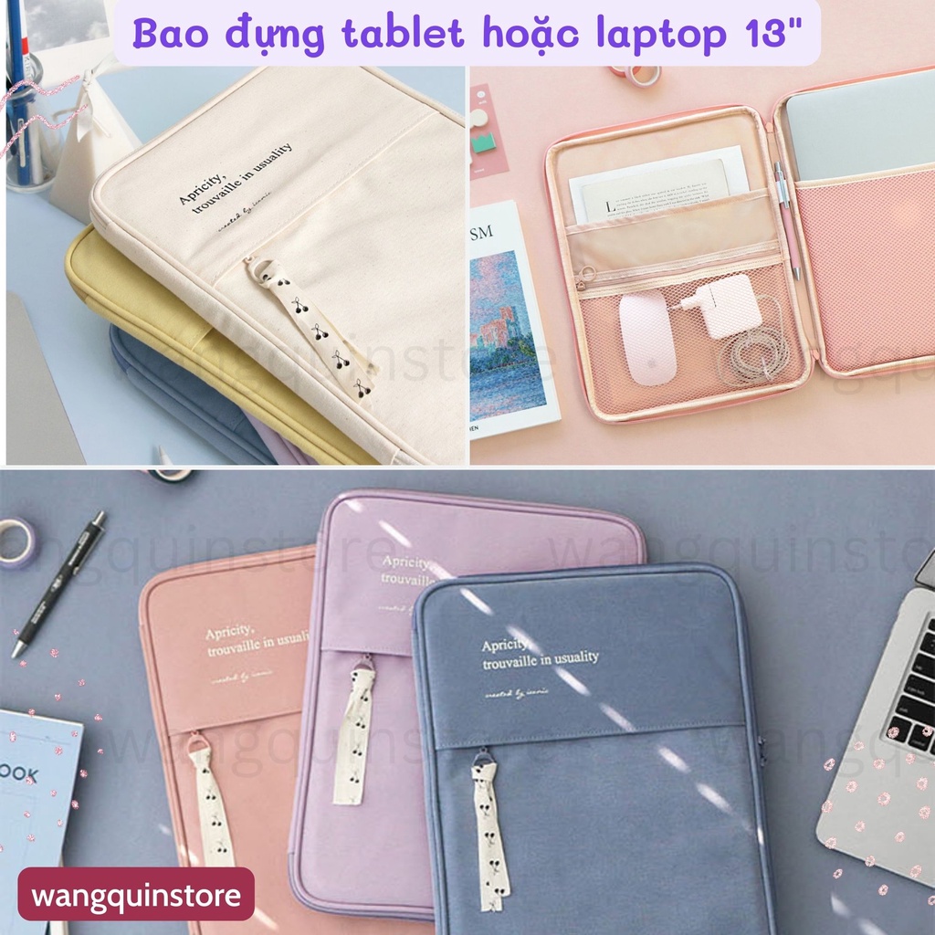 Bao đựng Ipad Chống Sốc Cao Cấp Màu Pastel Full Mini Air Pro laptop 13" Túi đựng vải chống sốc đủ màu túi đựng tablet