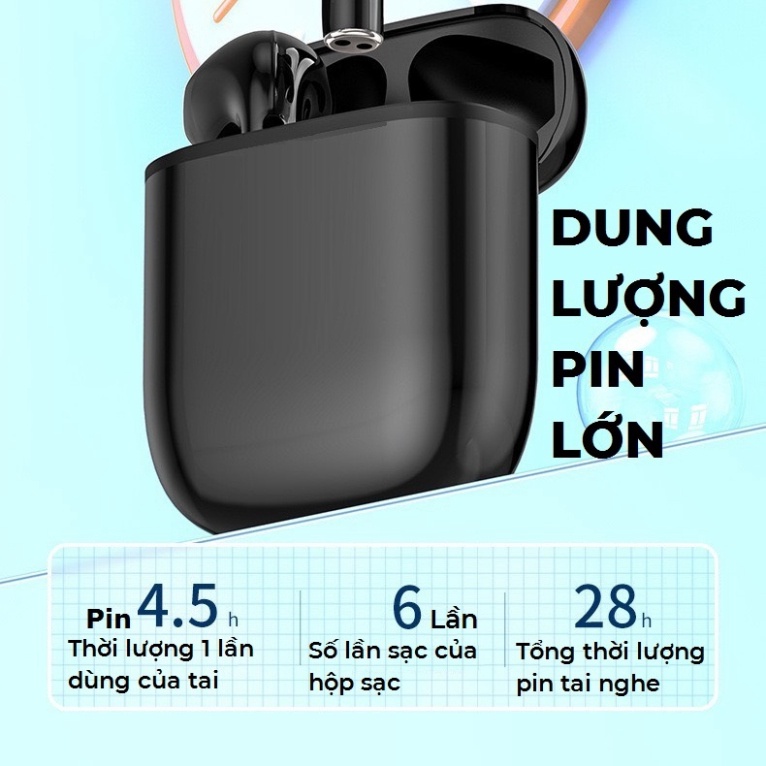 Tai nghe bluetooth không dây i12 tws v5.0 nút cảm ứng âm thanh HIFI có mic kèm vỏ bảo vệ bao đựng case HOT