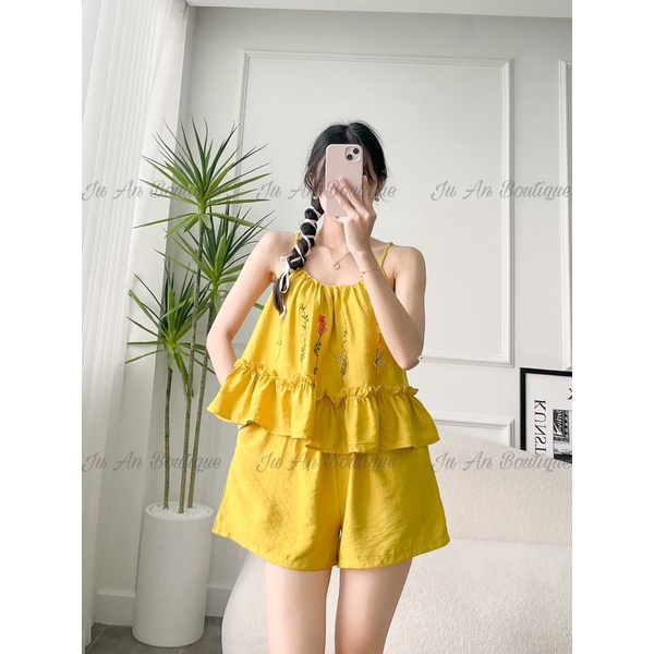 ĐỒ BỘ XINH THÊU HOA LỤA TƠ XƯỚC