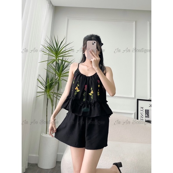 ĐỒ BỘ XINH THÊU HOA LỤA TƠ XƯỚC