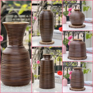 Lọ hoa gốm sứ Bát Tràng men mộc màu nâu hạt dẻ cao cấp cắm hoa decor trang trí phòng khách đẹp