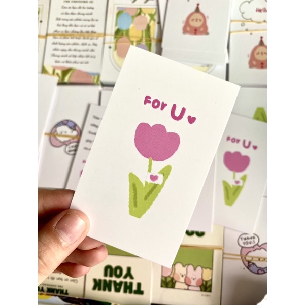 Cá | Set 50 card thank you, thiệp cảm ơn dễ thương Tulip For U , size 9x5,5cm