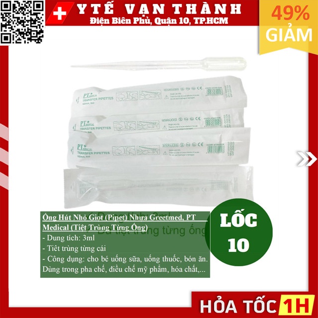 Ống Hút Nhỏ Giọt (Pipet) Nhựa Greetmed, PT Medical (Tiệt Trùng Từng Ống) | Cho Bé Uống Thuốc, Sữa -VT0804