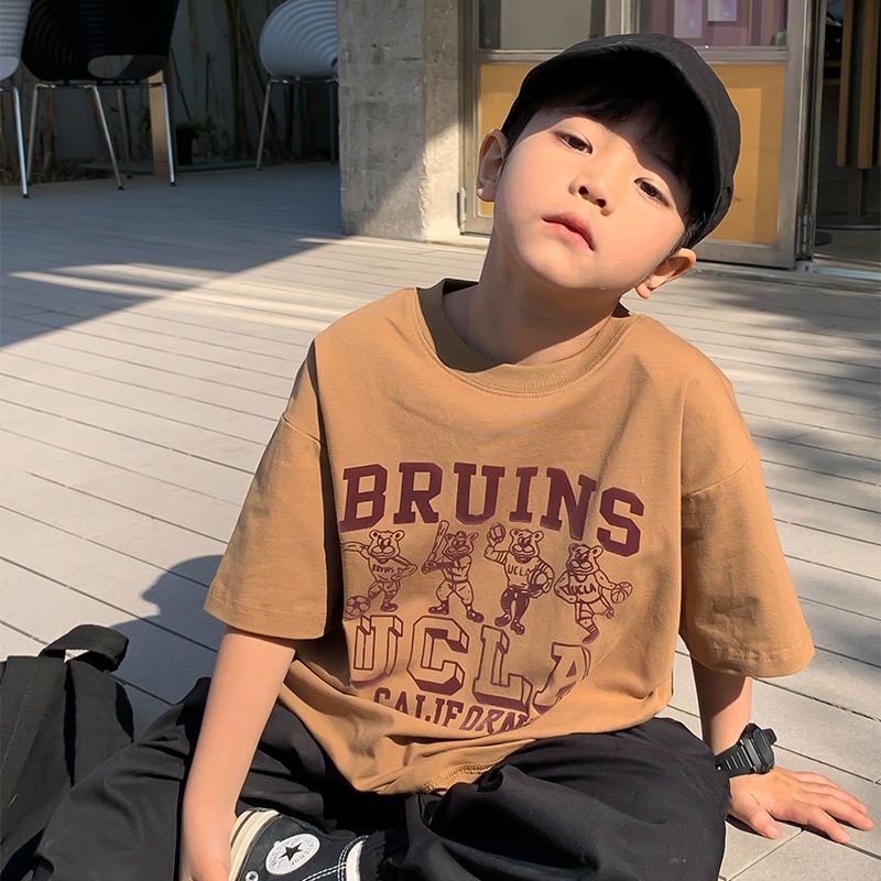 Áo Thun Cotton Tay Lửng Dài Vừa In Họa Tiết Thời Trang Mùa Hè Phong Cách Mỹ / Hàn Quốc Cho Bé Gái