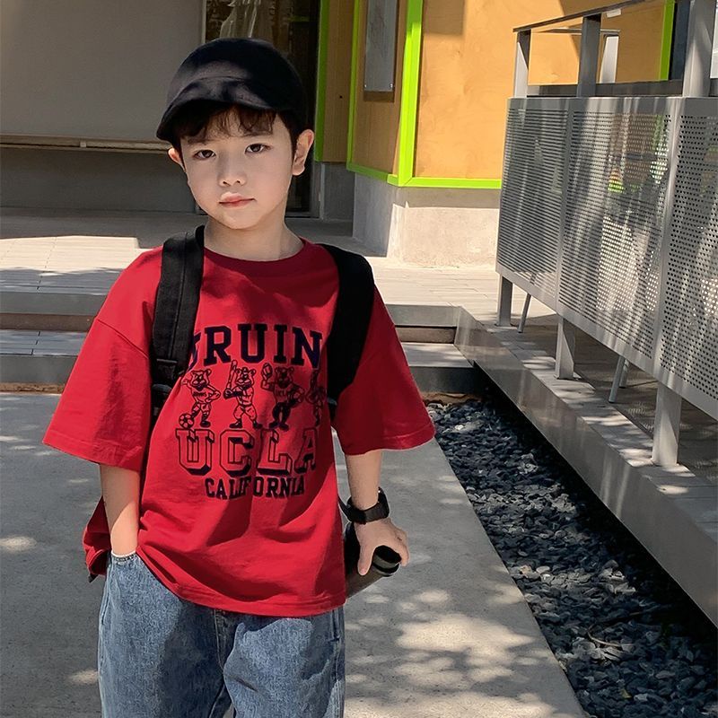 Áo Thun Cotton Tay Lửng Dài Vừa In Họa Tiết Thời Trang Mùa Hè Phong Cách Mỹ / Hàn Quốc Cho Bé Gái