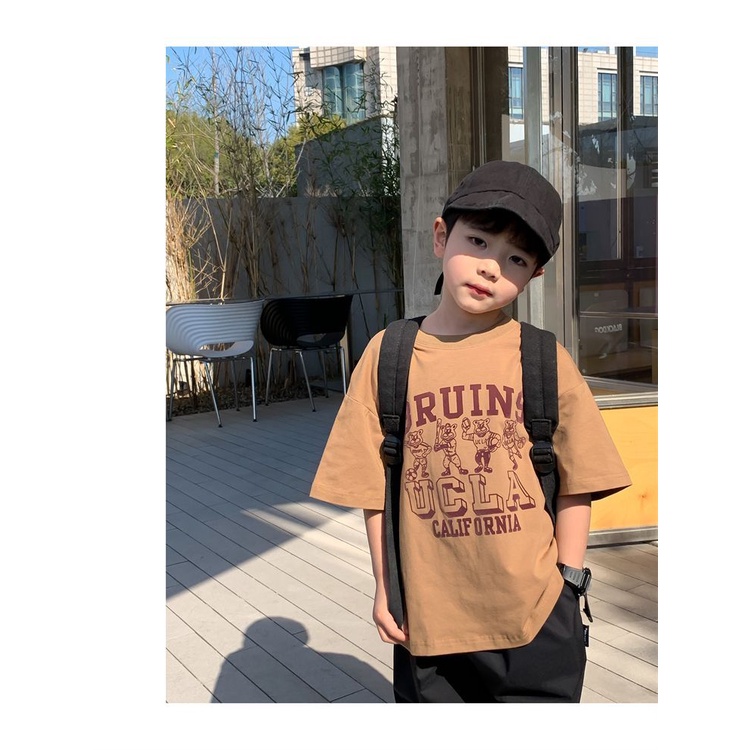 Áo Thun Cotton Tay Lửng Dài Vừa In Họa Tiết Thời Trang Mùa Hè Phong Cách Mỹ / Hàn Quốc Cho Bé Gái