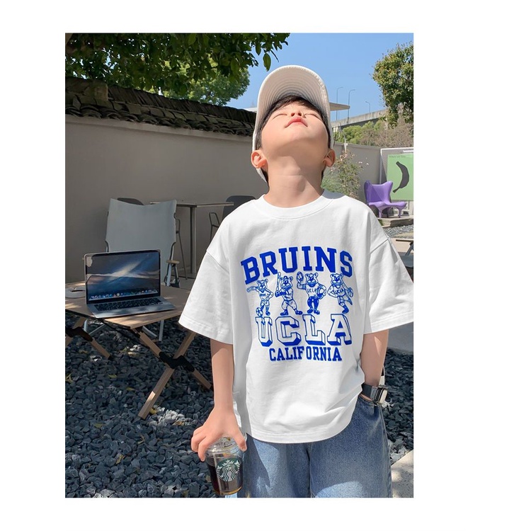 Áo Thun Cotton Tay Lửng Dài Vừa In Họa Tiết Thời Trang Mùa Hè Phong Cách Mỹ / Hàn Quốc Cho Bé Gái