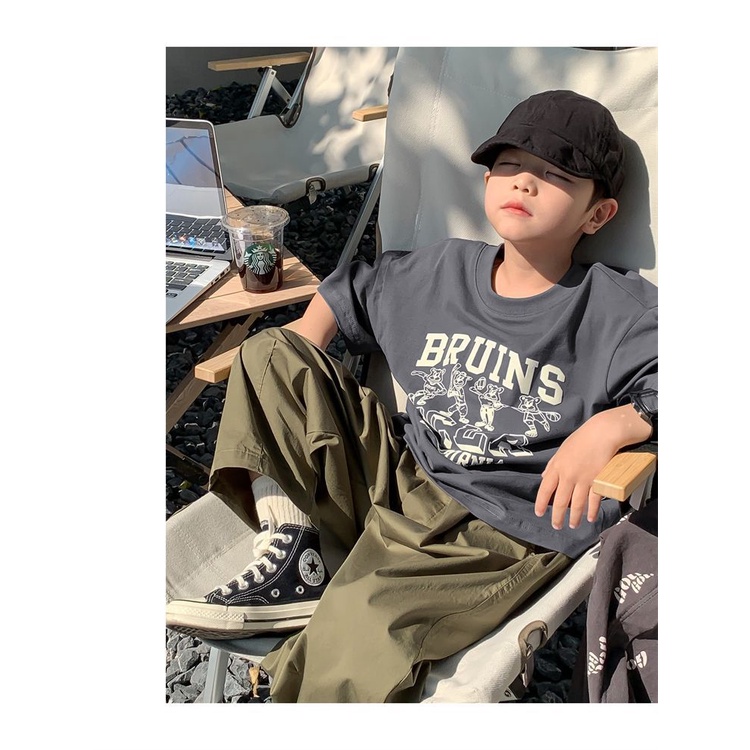 Áo Thun Cotton Tay Lửng Dài Vừa In Họa Tiết Thời Trang Mùa Hè Phong Cách Mỹ / Hàn Quốc Cho Bé Gái