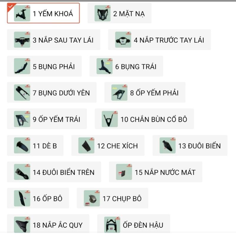 DÀN ÁO NHỰA NHÁM WINNER V1 CHÍNH HÃNG HONDA