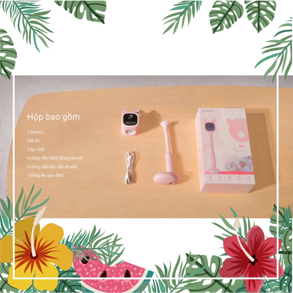 Camera WIFI Trông trẻ EZVIZ BM1 2MP FullHD 1080p, đàm thoại 2 chiều, tự nhiên bật nhạc khi Baby khóc, Camer