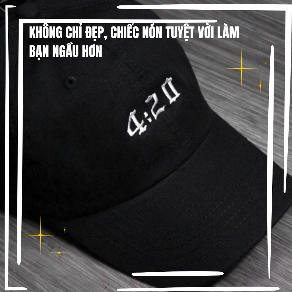 Mũ lưỡi trai, nón lưỡi trai nam, nữ unisex cao cấp đen thêu - weed 420 chất lượng cao