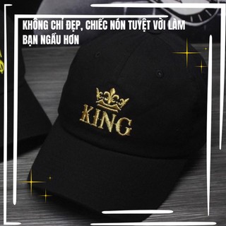 Mũ lưỡi trai, nón lưỡi trai nam, nữ unisex cao cấp đen thêu King chất lượng cao