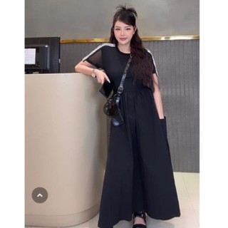 Đầm tay kẻ sọc lưng lưới dáng dài mai phương bùi