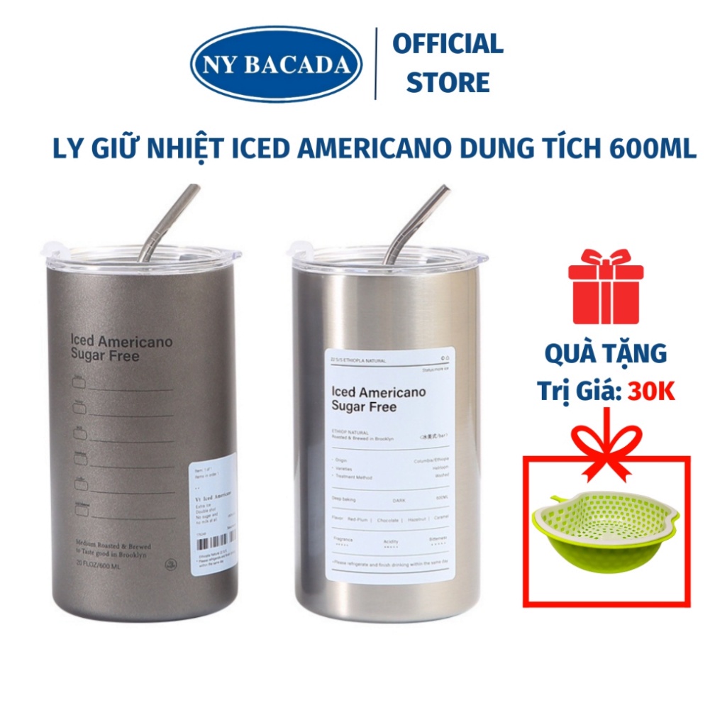 Ly Giữ Nhiệt Iced Americano Inox 304 Cao Cấp Không Gỉ Melli Cốc Uống Nước Giữ Nhiệt Tặng Kèm Ống Hút Siêu Tiện Lợi Hot