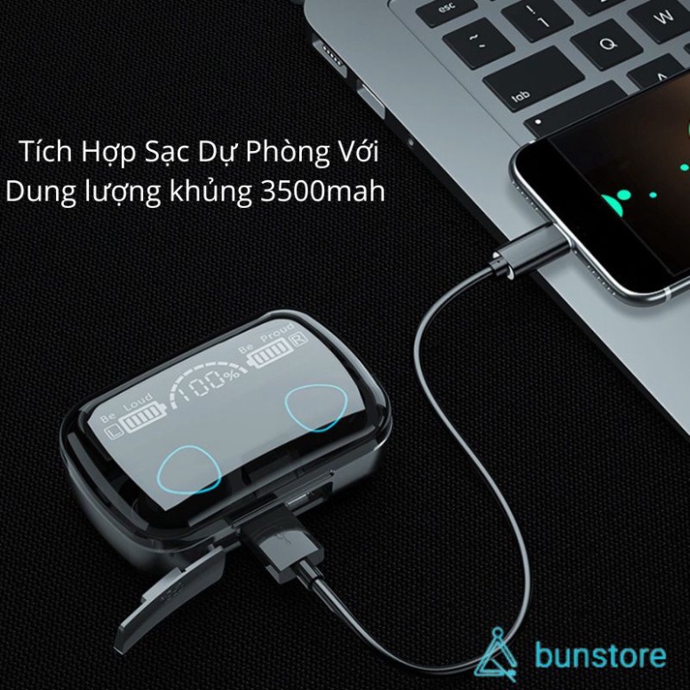 Tai nghe bluetooth M10 Pin Trâu 2500maH âm thanh trung thực, Tai nghe nhét tai đèn Led đẹp mắt, hộp sạc có màn hình LED