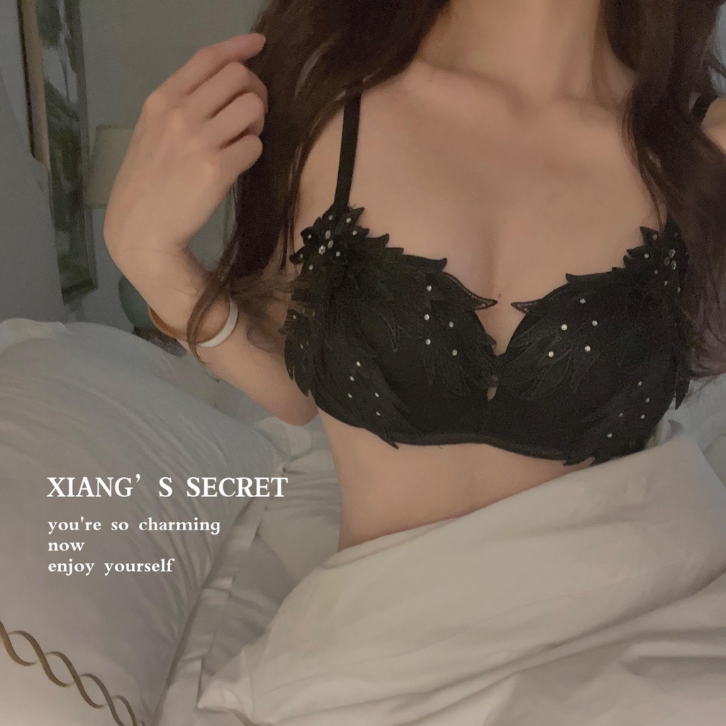 Áo Lót Nâng Ngực Không Gọng Thêu Họa Tiết Màu Trắng Đen Thời Trang Mùa Hè Quyến Rũ Cho Nữ