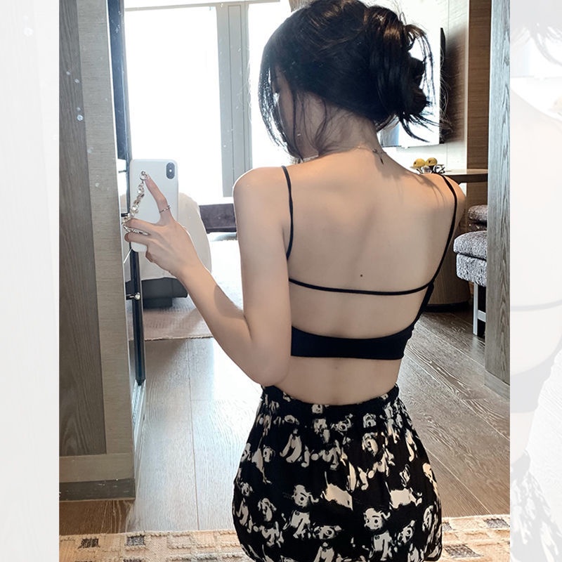 Jiashucheng Áo Lót Lụa Lạnh Một Mảnh Có Đệm Ngực Nhỏ Màu Trơn Chống Chảy Xệ Cho Nữ