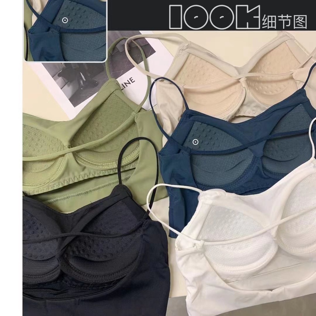 Jiashucheng Áo Lót Lụa Lạnh Một Mảnh Có Đệm Ngực Nhỏ Màu Trơn Chống Chảy Xệ Cho Nữ