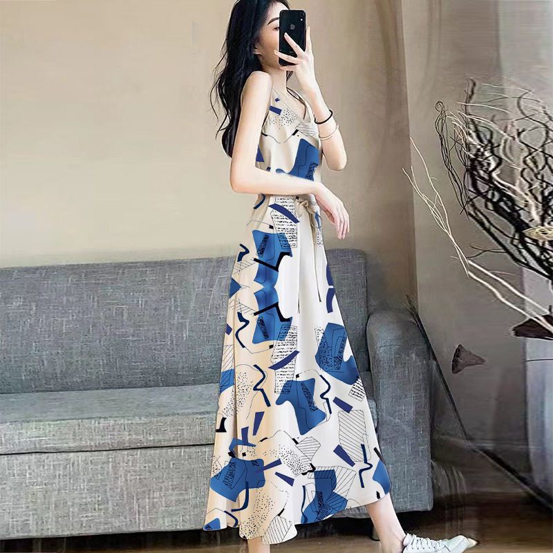 Đầm Hai Dây Dáng Dài Họa Tiết Chấm Bi / Hoa Phong Cách Pháp Thời Trang Mùa Hè Xinh Xắn Cho Nữ