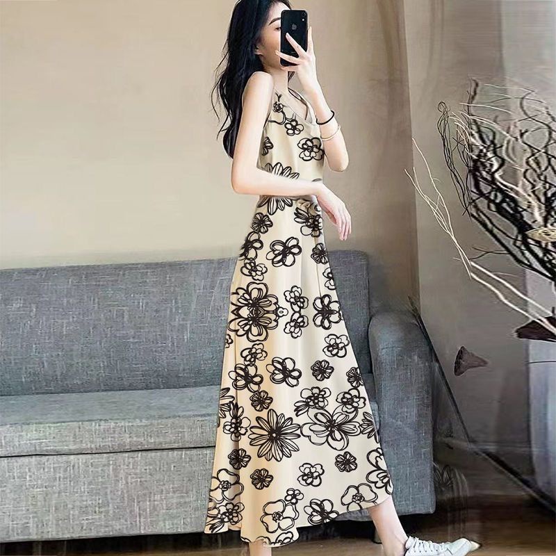 Đầm Hai Dây Dáng Dài Họa Tiết Chấm Bi / Hoa Phong Cách Pháp Thời Trang Mùa Hè Xinh Xắn Cho Nữ