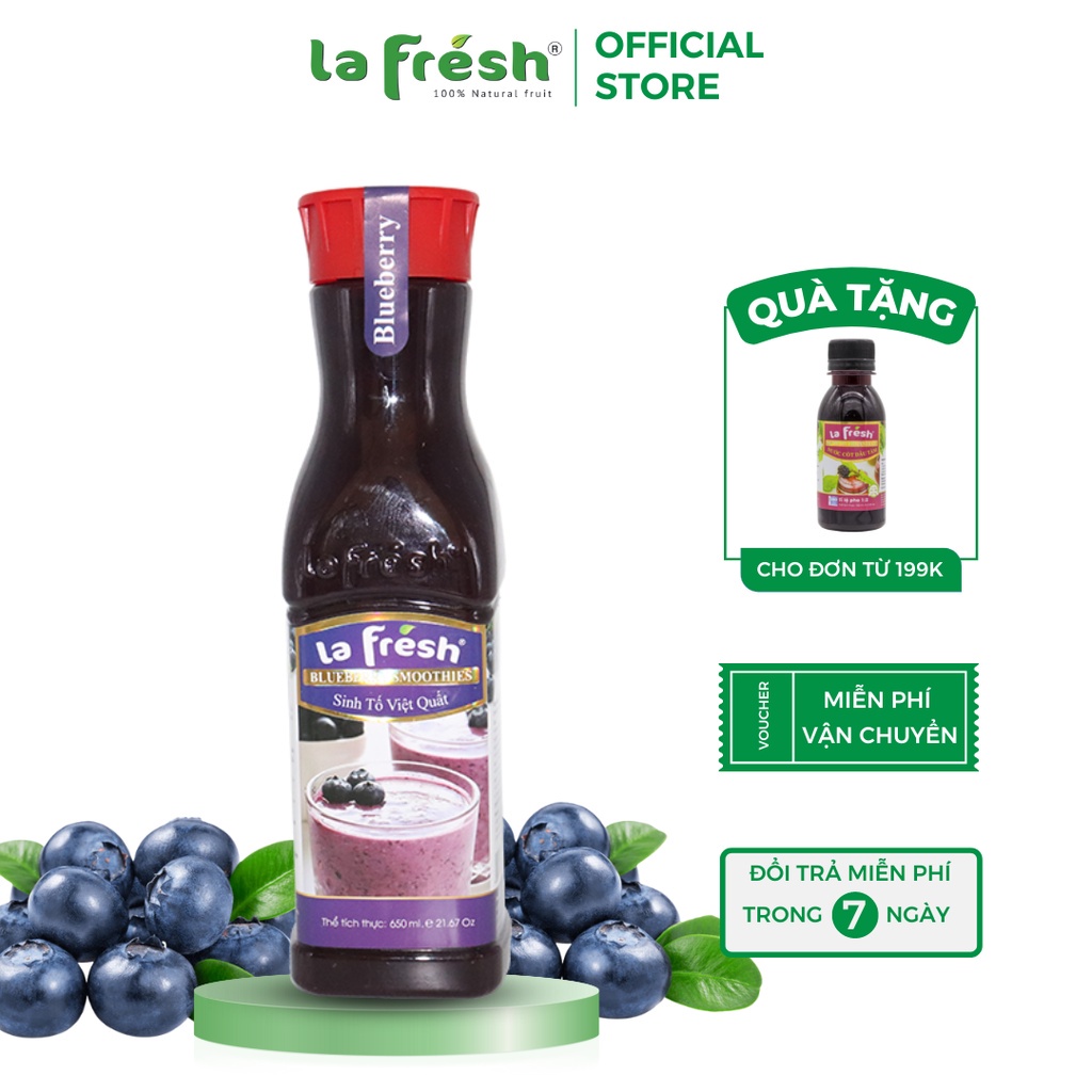 SINH TỐ TRÁI CÂY LAFRESH VỊ VIỆT QUẤT CHAI 650ML, NGUYÊN LIỆU PHA CHẾ TRÀ TRÁI CÂY