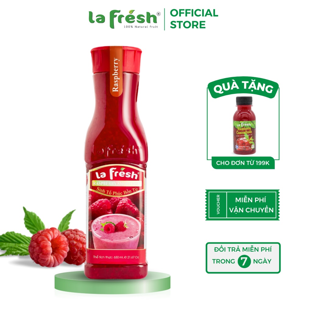 SINH TỐ TRÁI CÂY LAFRESH VỊ PHÚC BỒN TỬ ĐỎ CHAI 650ML, NGUYÊN LIỆU PHA CHẾ TRÀ TRÁI CÂY