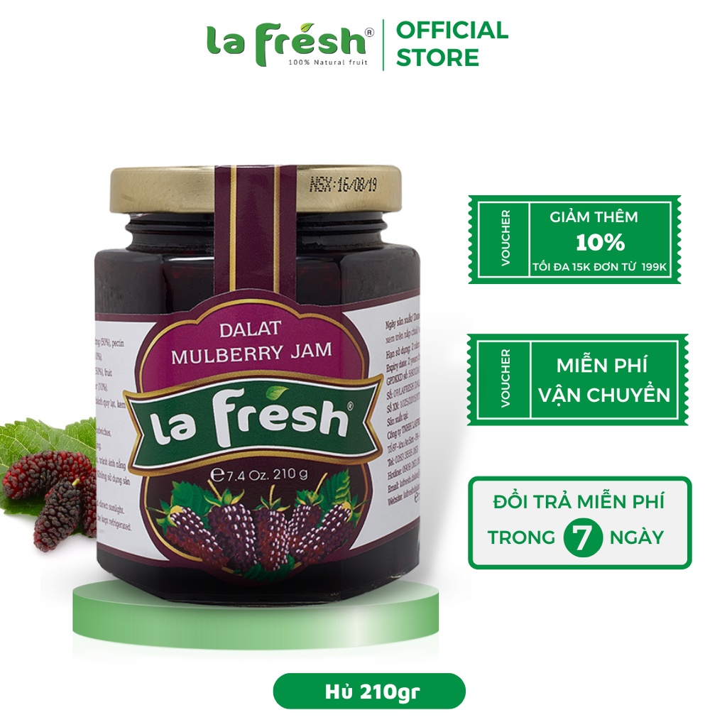 Mứt trái cây Lafresh, mứt Dâu tằm hủ thủy tinh 210gr, nguyên liệu làm bánh
