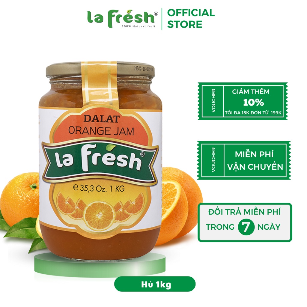 Mứt trái cây Lafresh, mứt Cam hủ thủy tinh 1Kg, nguyên liệu làm bánh