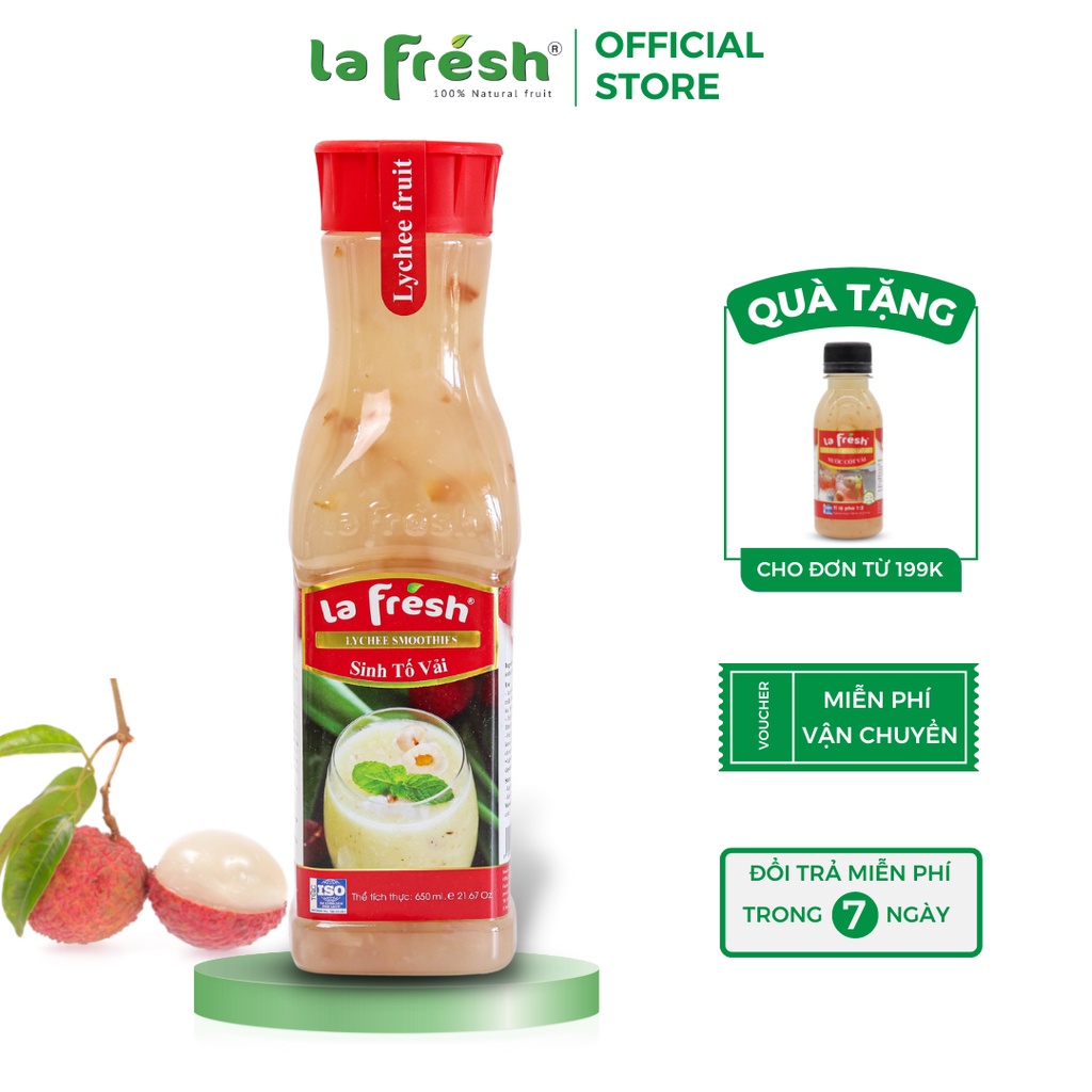 SINH TỐ TRÁI CÂY LAFRESH VỊ VẢI CHAI 650ML