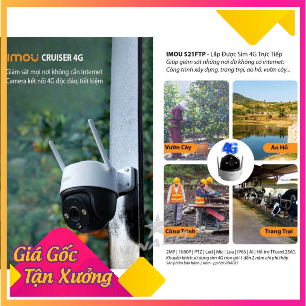 Camera WIFI ngoài cộng đồng dùng sim 4G, Imou Cruiser 4G S21FTP 1080P baohanhchinhhang