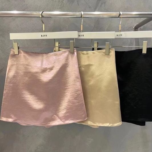 Chân Váy Satin Chữ A Ngắn Lưng Thun Màu Trơn Phong Cách Xuân Hè Mới Dễ Phối Đồ Cho Nữ