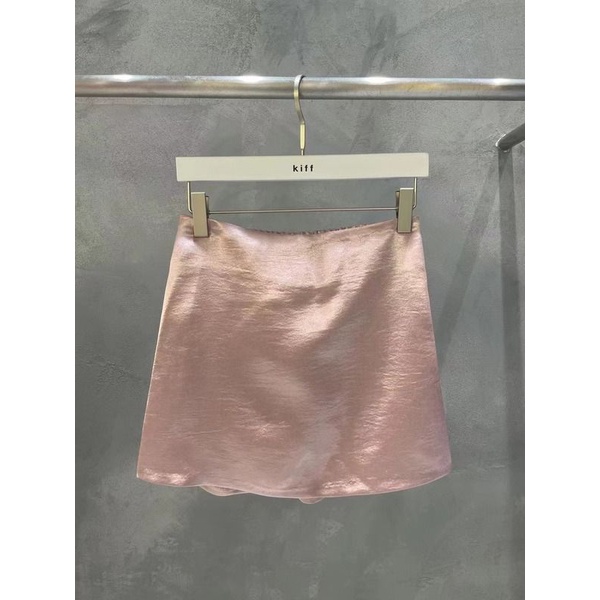 Chân Váy Satin Chữ A Ngắn Lưng Thun Màu Trơn Phong Cách Xuân Hè Mới Dễ Phối Đồ Cho Nữ