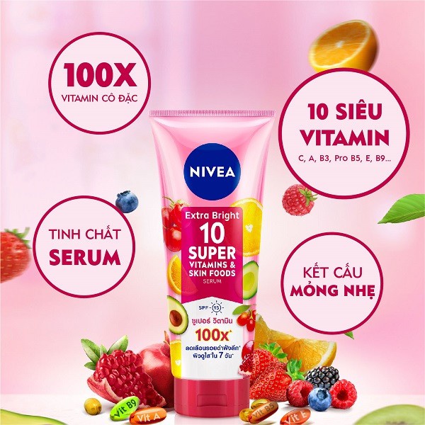 Serum Dưỡng Thể NIVEA 10 Super Vitamins &amp; Skin Foods Sáng Da(180 ml) - 93767