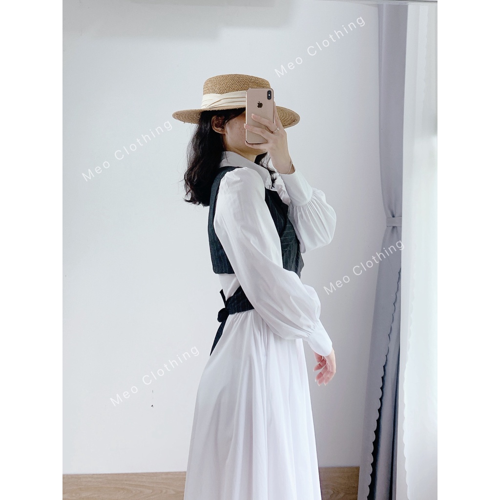 Set áo gile + váy sơ  mi hotgirl form lên tôn dáng xinh xắn