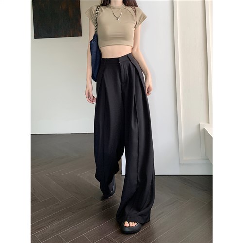 Jiashucheng Quần Ống Rộng Lưng Cao Phong Cách Mới Thời Trang Mùa Hè Cho Nữ