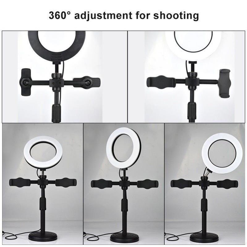 Đèn Livestream Để Bàn 2 Kẹp Size 16cm, Chụp Hình, Quay Video HOCO