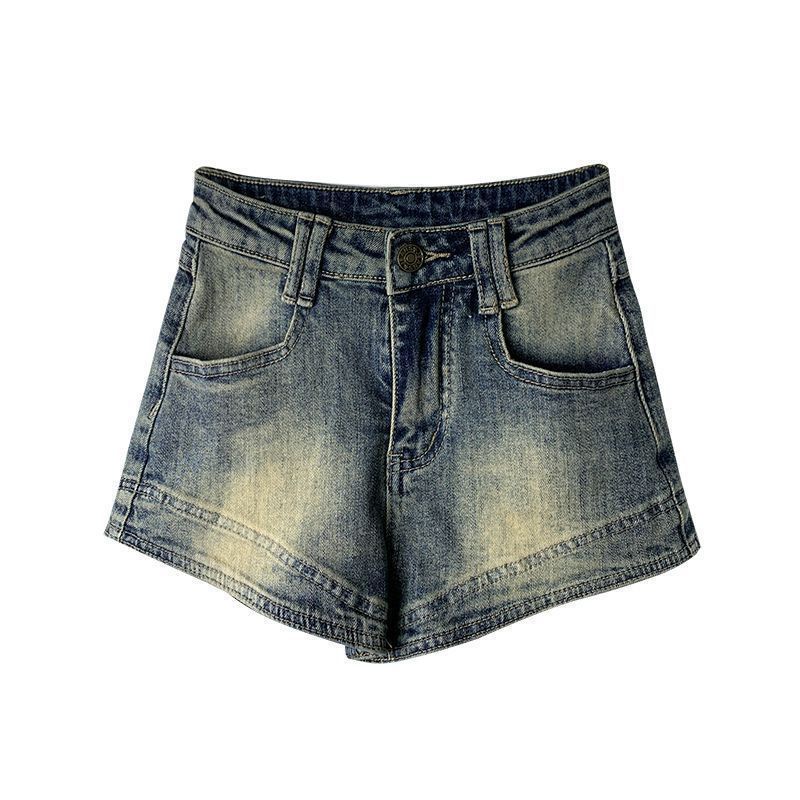 Jiashucheng Quần Short Denim Lưng Cao Dáng Ôm Phong Cách Retro Mỹ Thời Trang Mùa Hè Hàng Mới Dành Cho Bạn Nữ