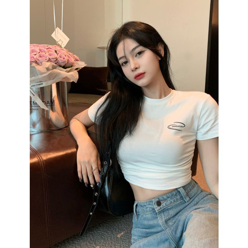 Áo Thun Cotton Trắng Tay Ngắn Cổ Tròn Phong Cách Mới Mùa Hè Cho Nữ