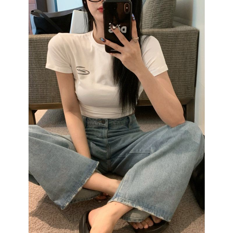 Áo Thun Cotton Trắng Tay Ngắn Cổ Tròn Phong Cách Mới Mùa Hè Cho Nữ