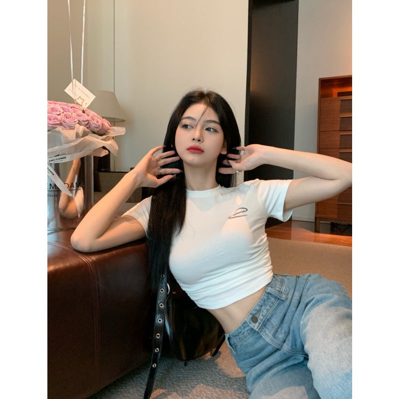 Áo Thun Cotton Trắng Tay Ngắn Cổ Tròn Phong Cách Mới Mùa Hè Cho Nữ