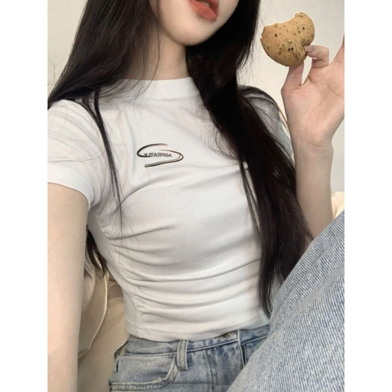 Áo Thun Cotton Trắng Tay Ngắn Cổ Tròn Phong Cách Mới Mùa Hè Cho Nữ