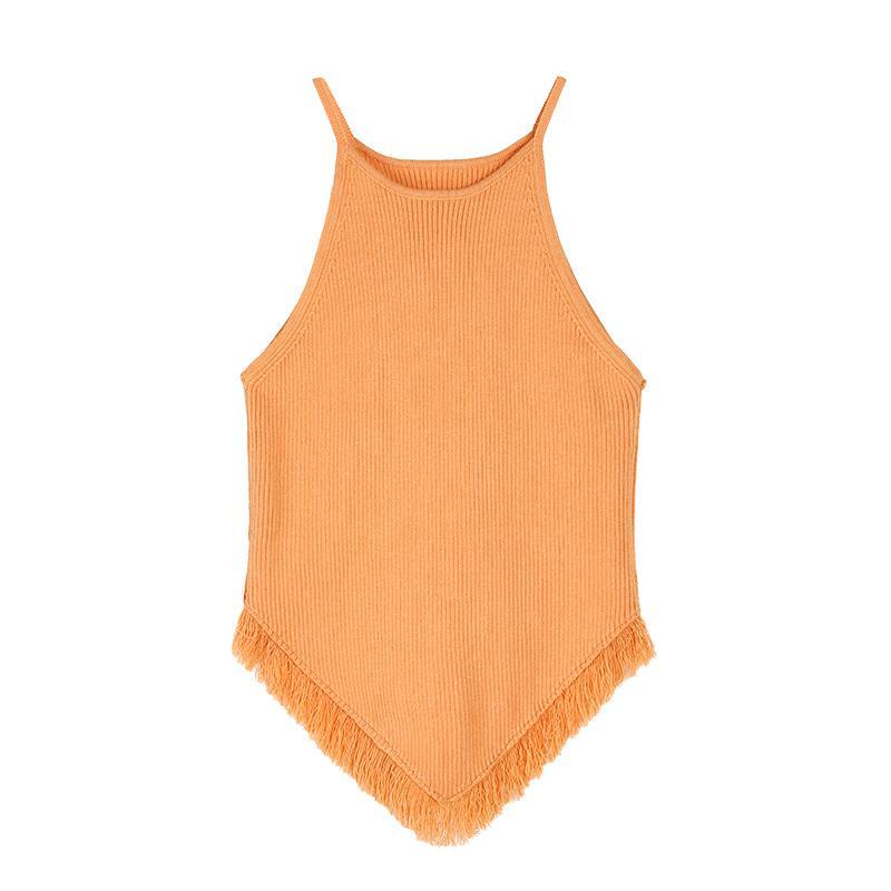 Áo Hai Dây Dệt Kim Dáng Ngắn Che Phủ Bụng Thời Trang Mùa Hè Cho Nữ