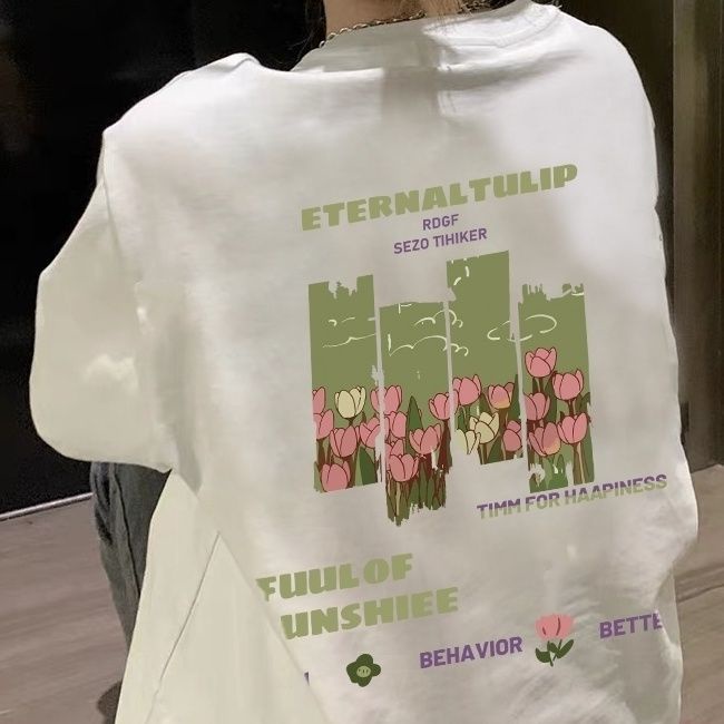 Áo Thun 100% Cotton Tay Ngắn Dáng Rộng Thời Trang Mùa Hè Hàng Mới Dành Cho Bạn Nữ