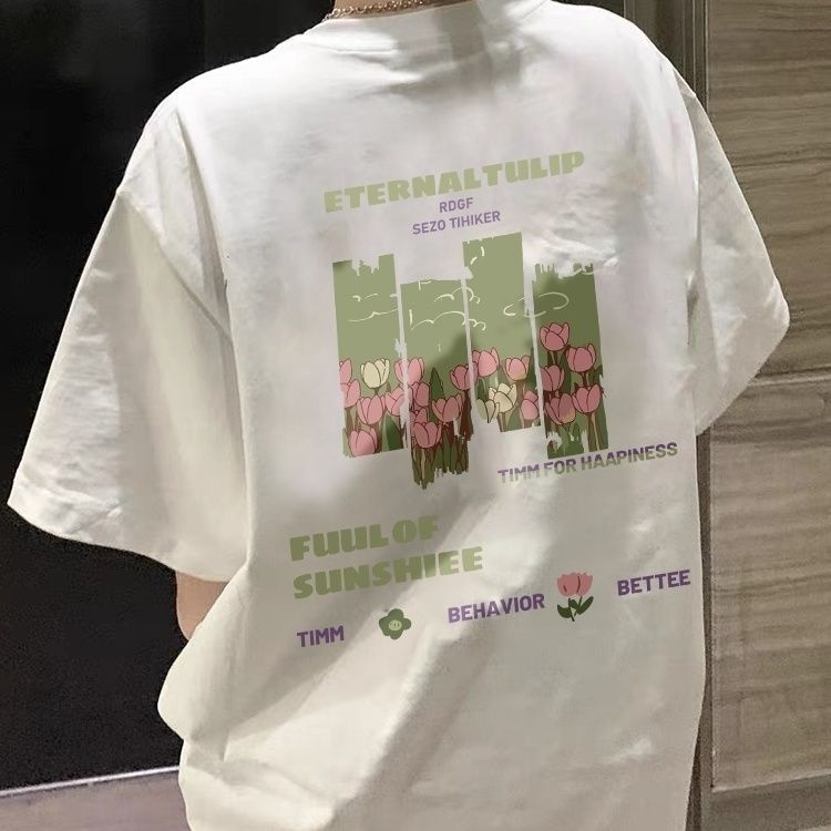 Áo Thun 100% Cotton Tay Ngắn Dáng Rộng Thời Trang Mùa Hè Hàng Mới Dành Cho Bạn Nữ