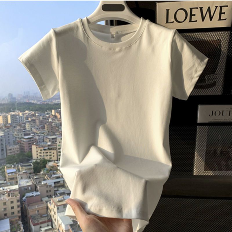 Jiashucheng Áo Thun Tay Ngắn Hở Vai Dáng Ôm Hình Giọt Nước Cơ Bản Thời Trang Mùa Hè Mới Dành Cho Bạn Nữ