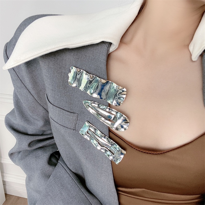 Kẹp Tóc Một Bên Bằng Kim Loại Gợn Sóng Tạo Kiểu Tóc Gãy Cho Nữ