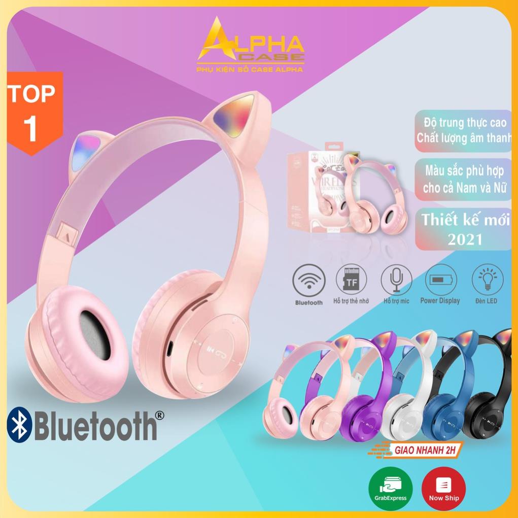 Tai Nghe Mèo Bluetooth P47M, Tai Mèo Dễ Thương Có Mic, Âm Bass Mạnh Mẽ Dung Lượng Pin Khủng 400mAh Bảo Hành 6 Tháng