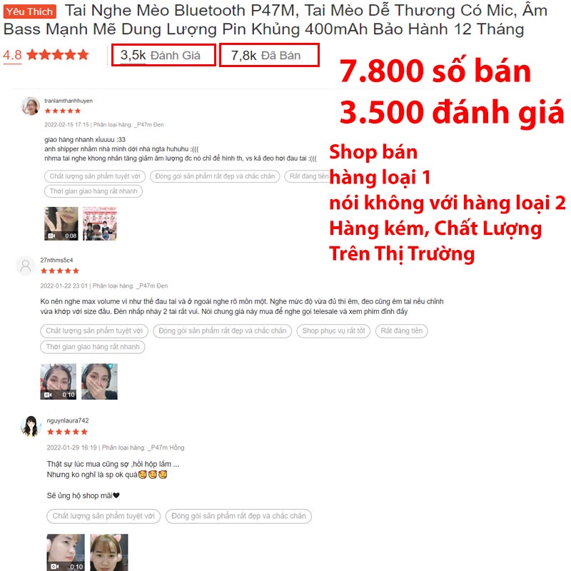 Tai Nghe Mèo Bluetooth P47M, Tai Mèo Dễ Thương Có Mic, Âm Bass Mạnh Mẽ Dung Lượng Pin Khủng 400mAh Bảo Hành 6 Tháng