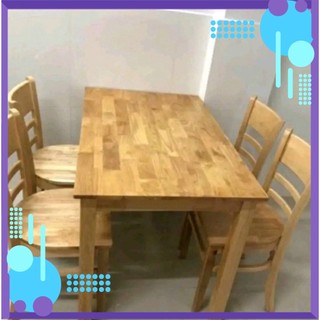 Bộ bàn ăn cơm 4 ghế cabin mặt gỗ - bàn ăn gỗ đương nhiên - bh 12 tháng